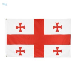 Grand drapeau Géorgie avec des motifs traditionnels