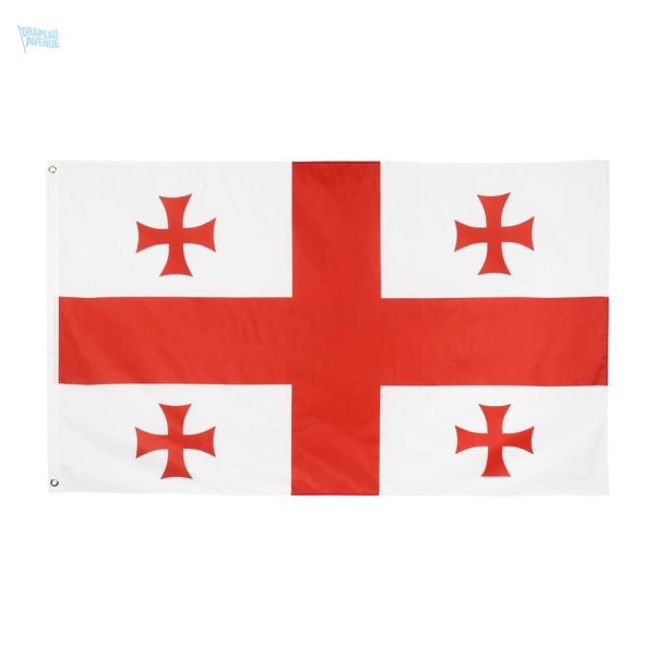Grand drapeau Géorgie avec des motifs traditionnels