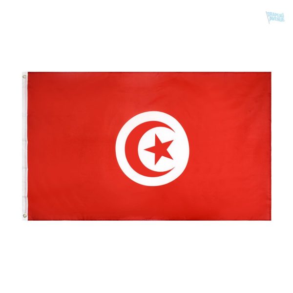 Grand drapeau Tunisie en tissu de qualité