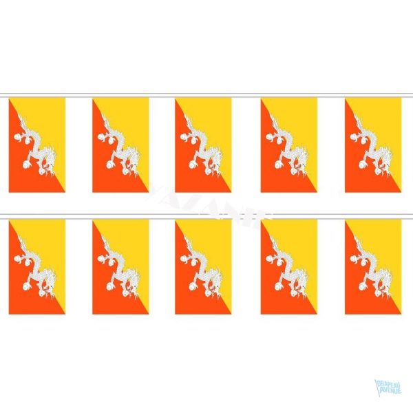 Guirlande drapeau du Bhoutan décorative et colorée