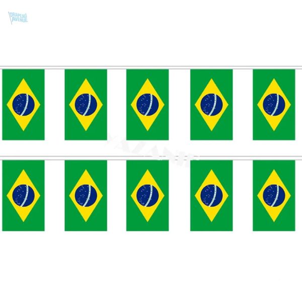 Guirlande drapeau Brésil colorée pour décoration festive