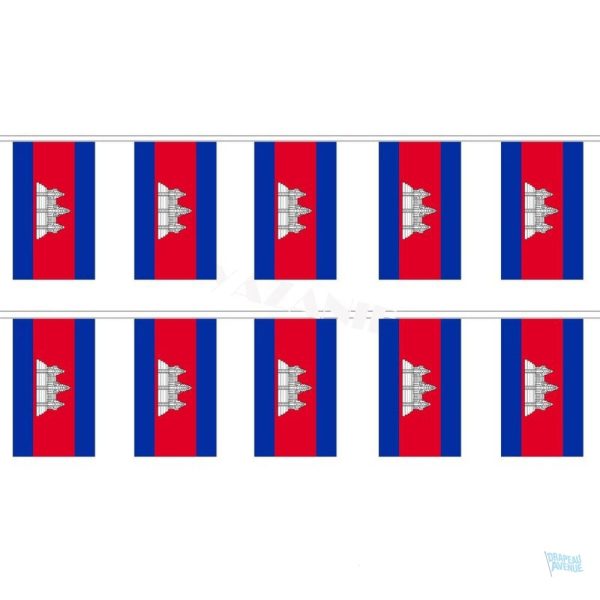 Guirlande drapeau Cambodge décorative à motifs traditionnels