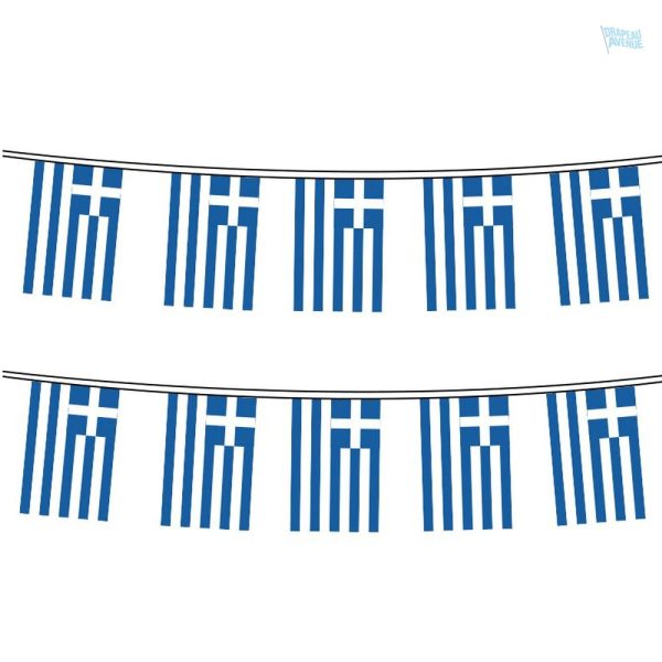 Guirlande drapeau Grèce en tissu bleu et blanc
