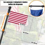 Mât pour drapeau, adaptable à différents formats