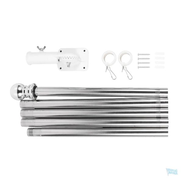 Mât pour drapeau, finition aluminium élégante