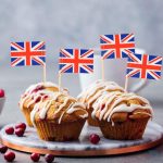 Accessoires de table thème Royaume-Uni avec mini drapeaux