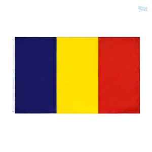Petit drapeau de la Roumanie en tissu coloré