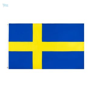 Petit drapeau Suède en tissu bleu et jaune
