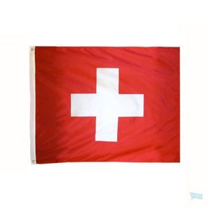 Petit drapeau carré Suisse en tissu rouge et blanc