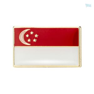 Petite broche drapeau de Singapour en métal