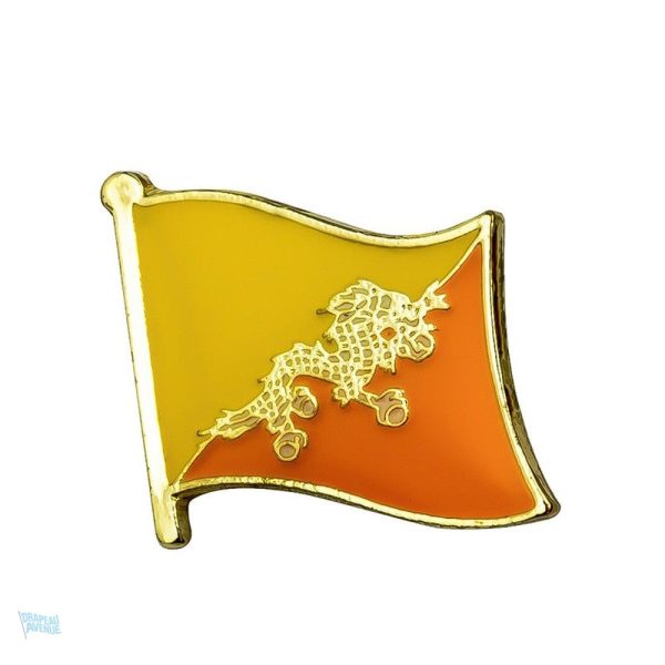 Pin's drapeau du Bhoutan en métal émaillé