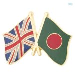 Pin's drapeaux croisés Bangladesh et Royaume-Uni