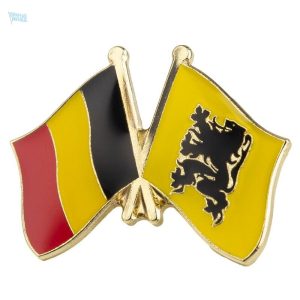 Pin's drapeaux croisés Belgique et Flamand