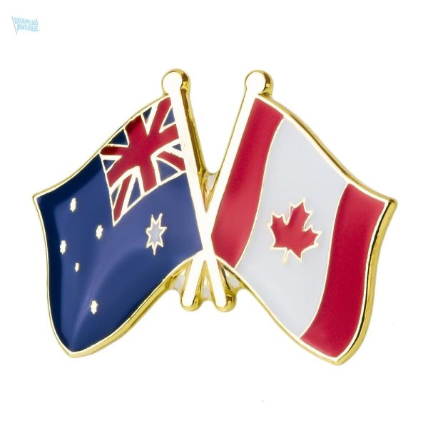 Pin's drapeaux croisés Canada Australie en métal