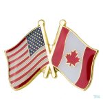 Pin's drapeaux croisés Canada et États-Unis
