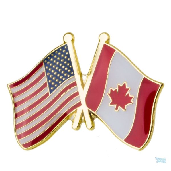 Pin's drapeaux croisés Canada et États-Unis