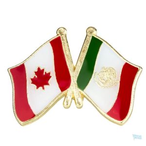 Pin's drapeaux croisés Canada et Mexique
