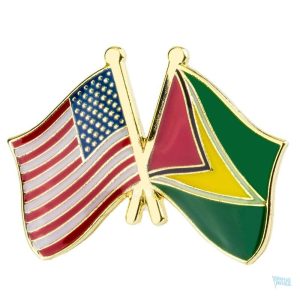 Pin's drapeaux croisés Guyana et États-Unis