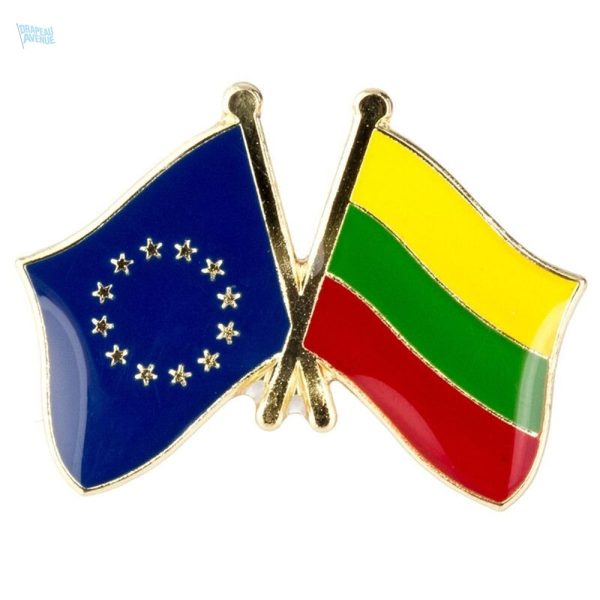 Pin's drapeaux croisés Lituanie et Union Européenne