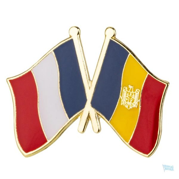 Pin's drapeaux croisés Moldavie et France