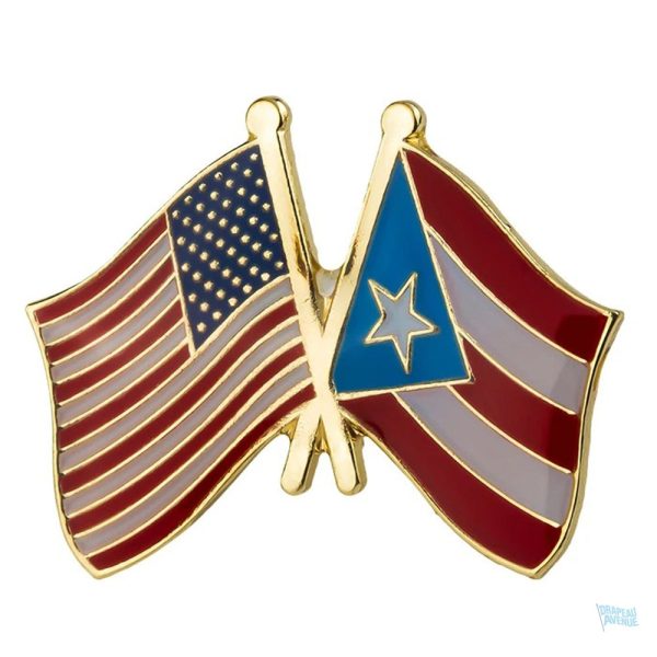 Pin's drapeaux croisés Porto Rico et États-Unis