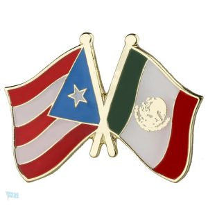 Pin's drapeaux croisés Porto Rico et Mexique