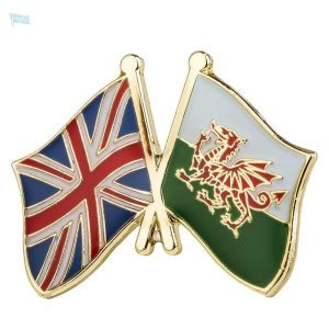Pin's drapeaux croisés Royaume-Uni et Pays de Galles