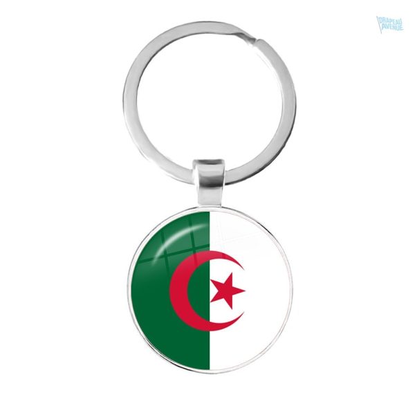 Porte-clés drapeau Algérie en métal décoratif