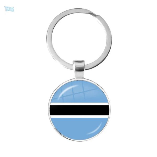 Porte-clés drapeau Botswana en métal coloré