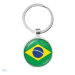 Porte-clés drapeau Brésil en métal coloré