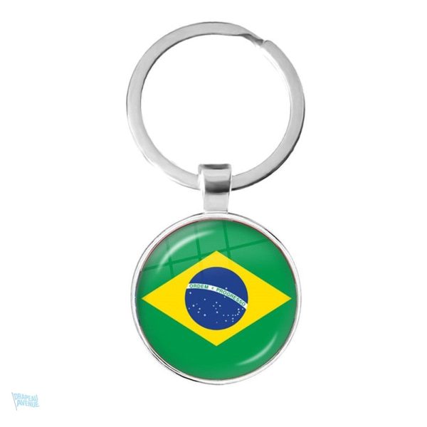 Porte-clés drapeau Brésil en métal coloré