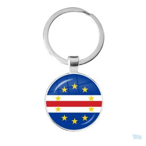 Porte-clés drapeau du Cap-Vert en métal léger