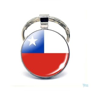 Porte-clés drapeau Chili en métal coloré
