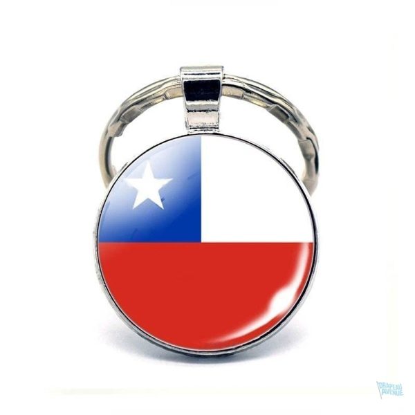 Porte-clés drapeau Chili en métal coloré