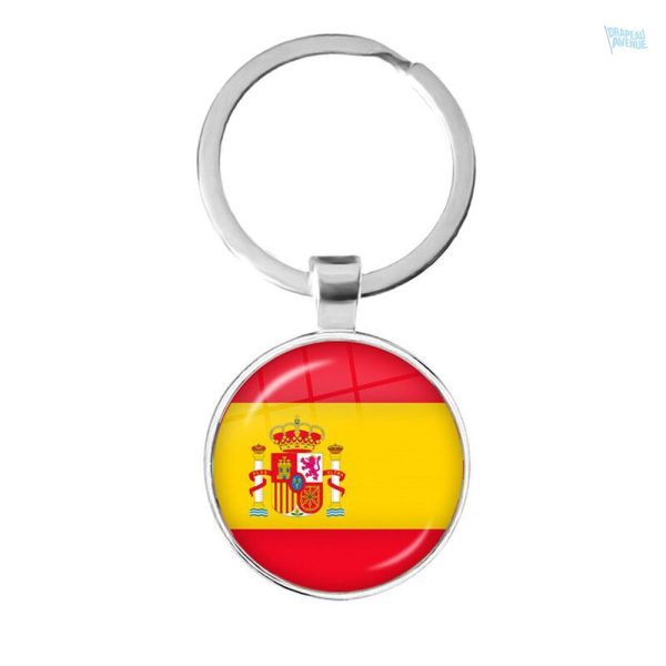 Porte-clés drapeau Espagne en métal coloré
