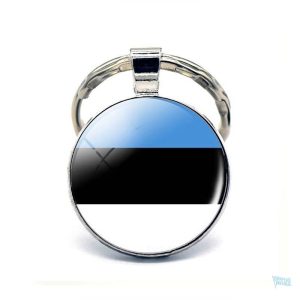 Porte-clés drapeau Estonie avec design coloré et emblématique