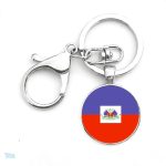 Porte-clés drapeau Haïti en métal coloré