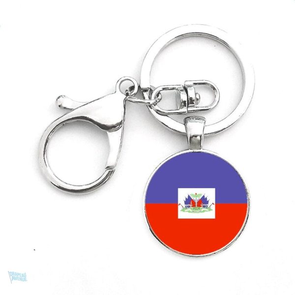 Porte-clés drapeau Haïti en métal coloré