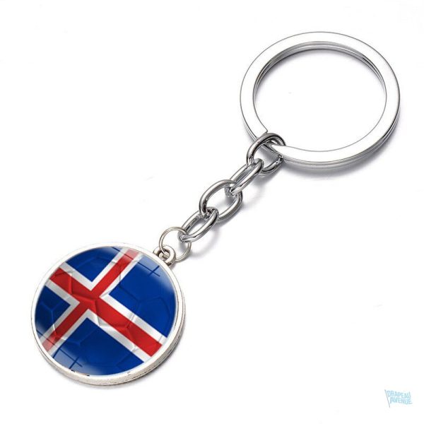 Porte-clés drapeau Islande en métal coloré