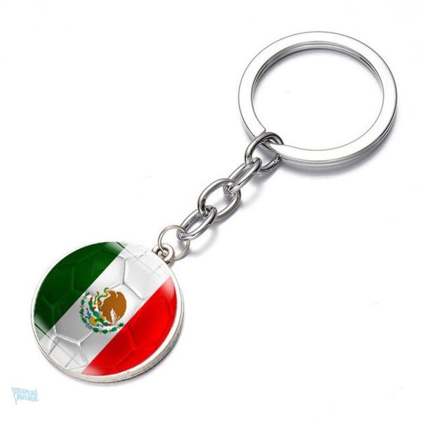 Porte-clés drapeau du Mexique en métal coloré