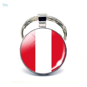 Porte-clés drapeau Pérou en métal coloré