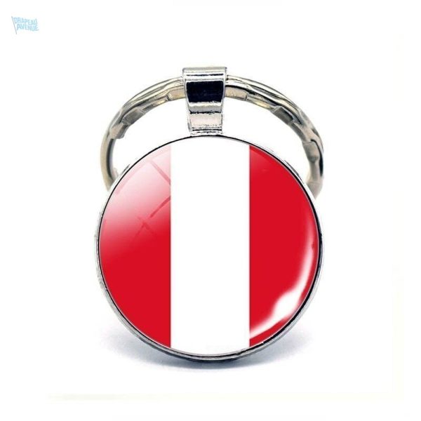 Porte-clés drapeau Pérou en métal coloré
