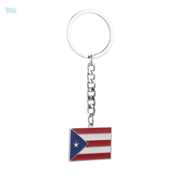 Porte-clés drapeau Porto Rico en métal coloré