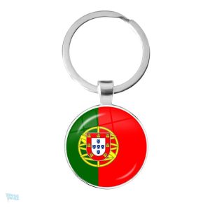 Porte-clés drapeau du Portugal en métal coloré