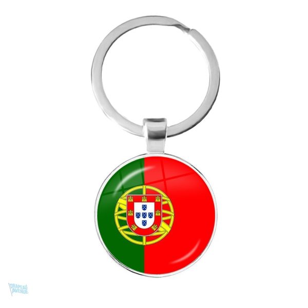 Porte-clés drapeau du Portugal en métal coloré