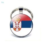 Porte-clés drapeau Serbie en métal coloré