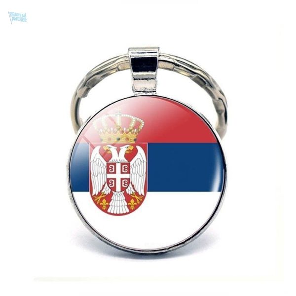 Porte-clés drapeau Serbie en métal coloré