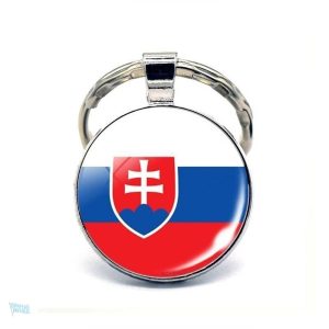 Porte-clés drapeau Slovaquie en métal coloré