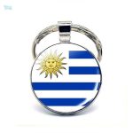 Porte-clés drapeau de l'Uruguay en métal coloré