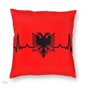 Taie d'oreiller drapeau Albanie en coton